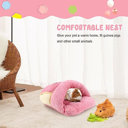 YUEPET Guinea Pig Bed, Warm Fleece Slipper Cuddle Cave, Pink - color: Pink, size: 1PCS