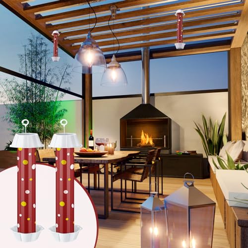 12 Pcs Sticky Fly Trap Fly Stick Indoor Outdoor Long Lasting Adhesive Fly Catcher with Hanging Hook for Wasps Gnats Bugs Insects Moths Fruit Flies Mosquitoes Spiders Fleas (Red, White) - color: Red, White
