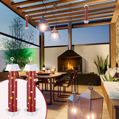 12 Pcs Sticky Fly Trap Fly Stick Indoor Outdoor Long Lasting Adhesive Fly Catcher with Hanging Hook for Wasps Gnats Bugs Insects Moths Fruit Flies Mosquitoes Spiders Fleas (Red, White) - color: Red, White