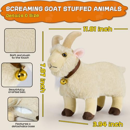 Screaming Goat Plush Toy, Goat Stuffed Animal with Funny Screaming Sound – Prank Gift for Kids, Friends, and Coworkers