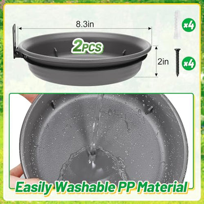 Alphatool Fence Bird Feeders Tray, 8.3'' Dia., Grey, 2 Pcs - color: Gray, size: 2pcs