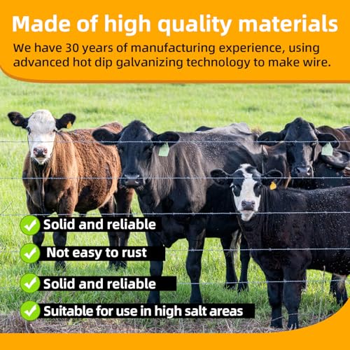 AggFencer 25ft Barbed Wire, 2 Point 16Ga Hot-Dip Galvanized Barb Wire Roll | Suitable for Crafts Fences, Fence for Critter Deterrent - size: 2-points 25ft 16ga