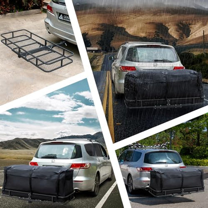 Leader Accessories Folding Hitch Cargo Carrier Rack with Bag 60"x24"x6" - size: 60"x24"x6" Hitch Cargo Basket with Cargo Bag