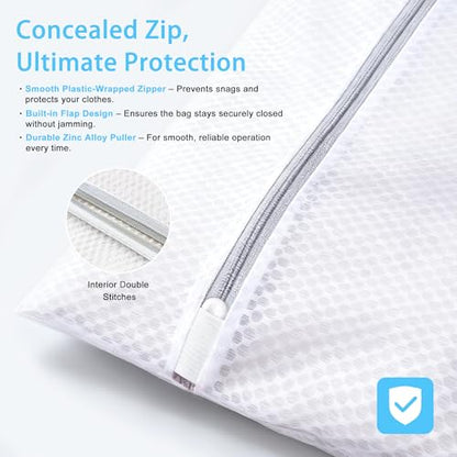 PrettyCare 3 Large (16x19inch) Mesh Laundry Bags for Delicates, Durable Honeycomb Wash Bags with Premium Zippers - Laundry Essentials Mesh Bags for Lingerie, Bras, Socks, Sweater, Travel & Organizing - size: Large