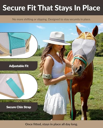 TSZ Arabian Horse Fly Mask Standard No Ears UV Block 70% Breathable Flymask - size: Arabian Horse