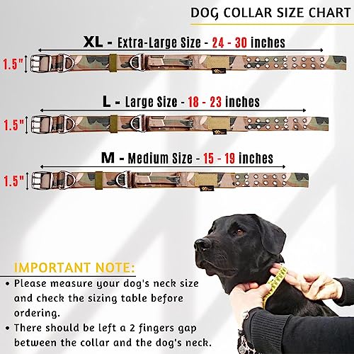 ADITYNA Heavy Duty Camo Dog Collar for Medium Dogs with Traffic Handle - color: Camo, size: Medium: Fit 15-19" Neck