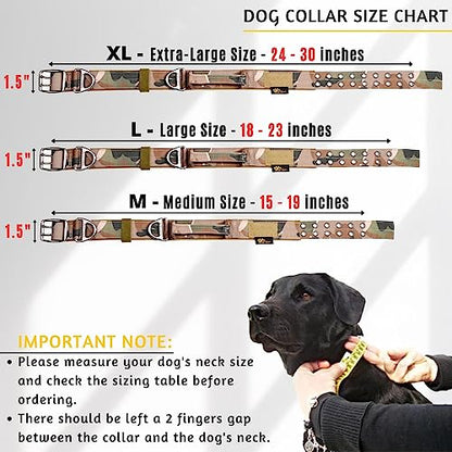 ADITYNA Heavy Duty Camo Dog Collar for Medium Dogs with Traffic Handle - color: Camo, size: Medium: Fit 15-19" Neck