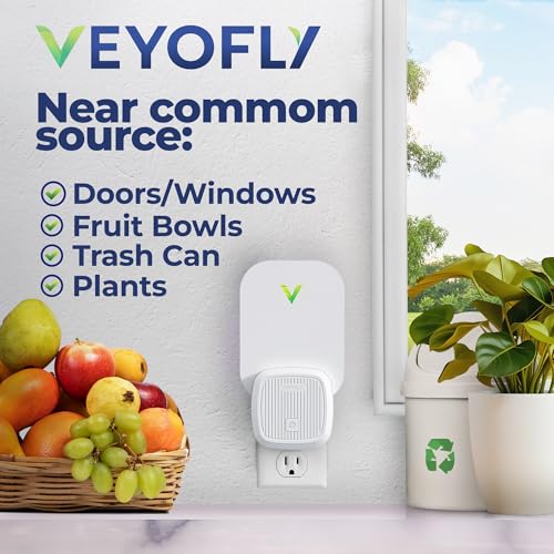 VEYOFLY Fruit Fly Traps Indoor Plug-in UV, Gnat Trap, 2 Device + 2 Refills - size: 2 Devices + 2 Refills