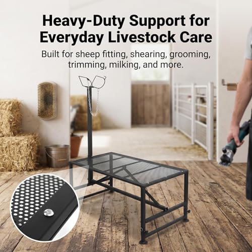 Goat Sheep Stand Roadside Stand Goat Milking Stand Halter Farm Supplies Cows Supplies Farm Outdoor Cow Accessories 47x23in Tabletop 500 lbs