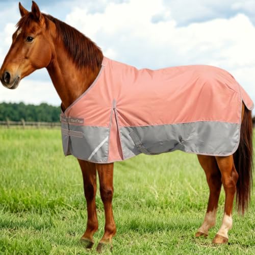 1200D Horse Blanket,Turnout Rain Sheet(No Fill),Coral Pink 78'' - color: Coral Pink 0g Fill, size: 78''