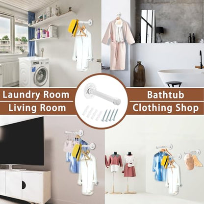 Sumnacon Wall Mounted Clothes Rack for Wardrobe, 2Pcs 8 Inch, White - color: White, size: 8 Inch