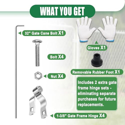 Cane Bolt Gate Drop Rod for Chain Link Fence 1-3/8" x 32" - size: 1-3/8" × 32" (1 PACK)
