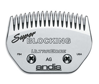 Andis 64340 Carbon-Infused Steel UltraEdge Super Blocking Large Animal Clipper Blade, Blocking, Stainless Steel - style: Super Blocking