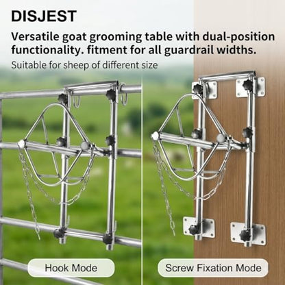 Heavy Duty Adjustable Stainless Steel Sturdy Goat Sheep Stand | Premium Reinforced Stainless Steel Livestock Trimming Goat Stand, 4-17.7 Inches Adjustable Height Animal Care Feeder Unit