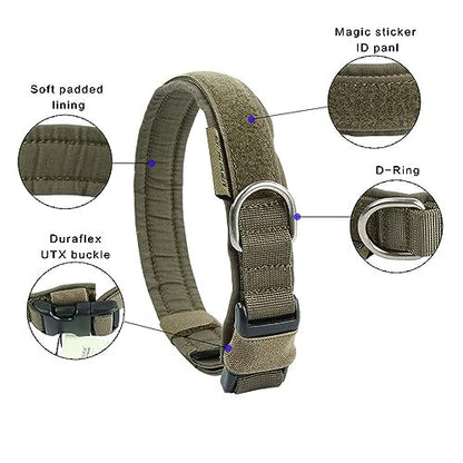 EXCELLENT ELITE SPANKER Tactical Nylon Padded Medium Dog Collar Adjustable - color: Ranger Green, size: M-(15.4"-19.3")