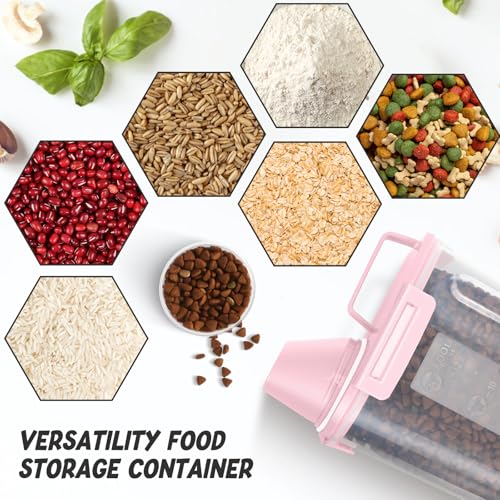 Dog Cat Food Storage Container with Cup (Pink, 2.5L) - color: Pink, size: 2.5L