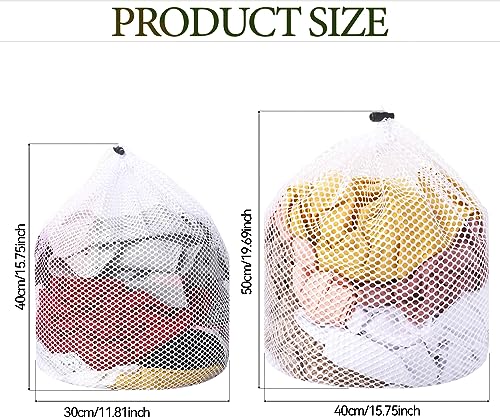 2 Packs Laundry Mesh Bags, Drawstring Net Laundry Bag for Washing Machine, Mesh Wash Bags Laundry Bags, Heavy Duty Dirty Clothes Washing Machine Bag, Travel Washing Bag for Cloths Blouse, Underwear