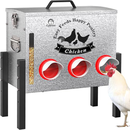 7-Gal Metal Automatic Chicken Feeder with 6 Feeding Ports - size: 7GAL-35LB