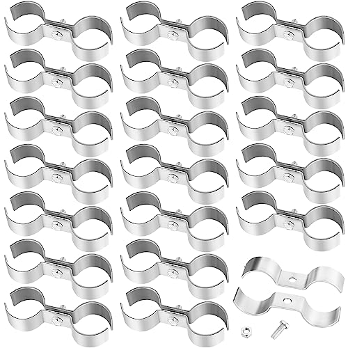 Hicarer 20 Pcs Chain Link Fence Panel Clamps 1-3/8" Saddle Dog Kennel Panel Clamps for Round Pipe Panel Frame and Chain Link Fencing