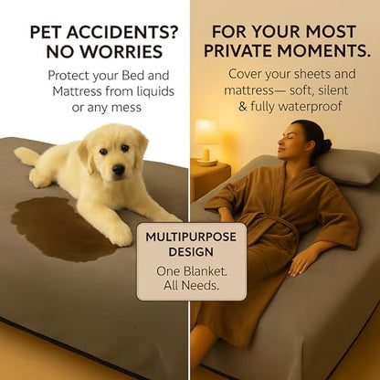 Callarome Waterproof Blanket for Bed & Couch Protection, Grey, 80"x90" - color: Warm Gray / Cool Gray, size: 80x90 inch