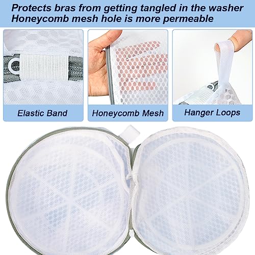 Vivifying Bra Bags for Laundry, 2 Pack Honeycomb Mesh Bra Washing Bags for Laundry, Washing Machine, Lingerie, Delicates, Sock and Baby Clothes - size: 2 Bra Bags (7" x 7.5")