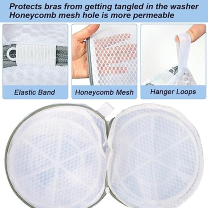 Vivifying Bra Bags for Laundry, 2 Pack Honeycomb Mesh Bra Washing Bags for Laundry, Washing Machine, Lingerie, Delicates, Sock and Baby Clothes - size: 2 Bra Bags (7" x 7.5")
