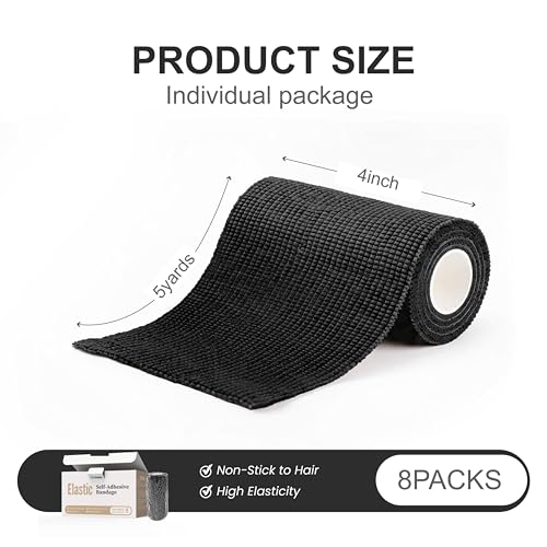 onida 4" X 5yd Self Adhesive Bandage Wrap Non-Woven Elastic Sports Tape - color: Black