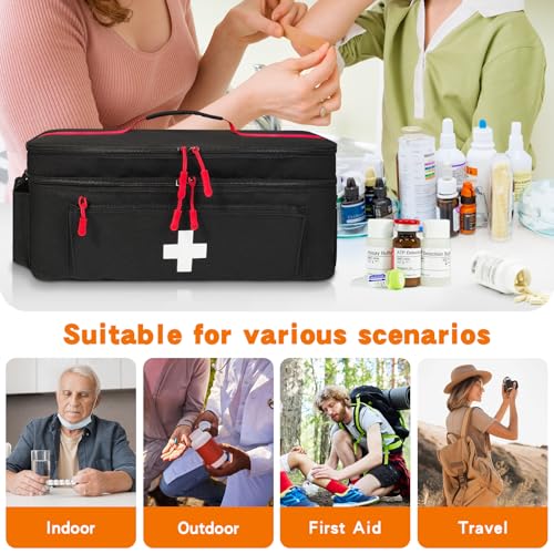 Boczif First Aid Bag Empty, Emergency Kit Bag(black with shoulder strap) - color: black with shoulder strap