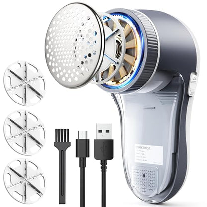 POPCHOSE Fabric Shaver, Lint Shaver with 6-Leaf Blade, Rechargeable - color: Grayish White