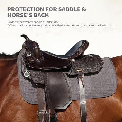 Tackmore All-Purpose Square Quilted Western Saddle Pad, Horse Saddle Pad - color: Light Grey