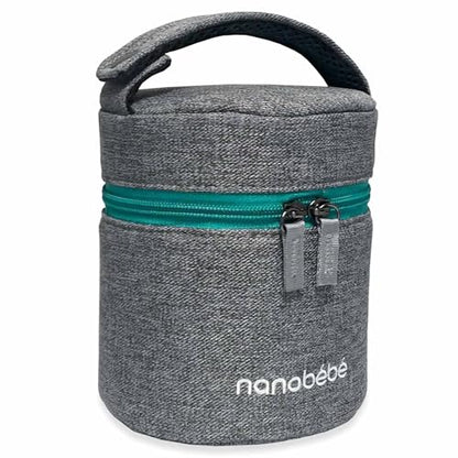 Nanobebe Breastmilk Baby Bottle Cooler & Travel Bag with Ice Pack Included. Compact Triple Insulated, Easily attaches to Stroller or Diaper Bag- Grey - size: Standard
