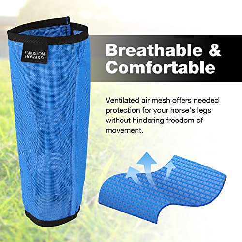 Harrison Howard Loose Fitting Fly Boots UV-Protective Extra Tough Mesh Ventilated Four Fasteners Stay-on Design Protect Horse Legs & Stomp-Reducing Set of 4 Sky Blue Mini - color: Sky Blue, size: Mini