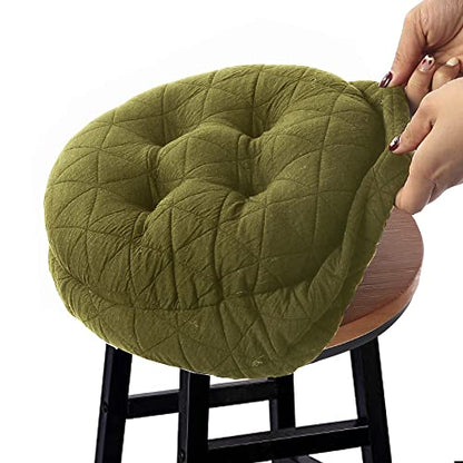 BUYUE Round Bar Stool Seat Cushion, Dia.13 Luxury Fashion Jacquard with Anti-Skid Silicone Bar Stool Cushion Padded (Green, M,1 Count) - color: Green, style: Round M