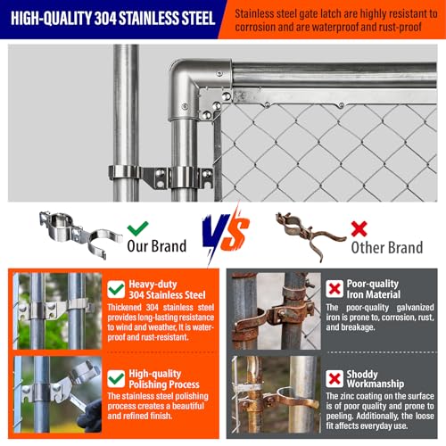 Heavy Duty Stainless Steel 1-7/8" x 1-7/8" Chain Link Fence Gate Fork Latch with Hole for Padlock（Fit 1 7/8" Gate Frame） 1Pack - size: 1-7/8''x1-7/8''-1P