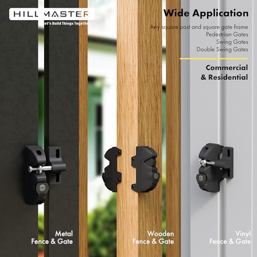 Key Lockable 2 Way Gate Latch,Key Operates on Both Sides of Gate,2 Sided Gate Fence Lock for Outdoor Gates,Locking Gate Door Lock Fence Latch Gate Hardware for Metal,Wood,Vinyl Fence,Black Finish