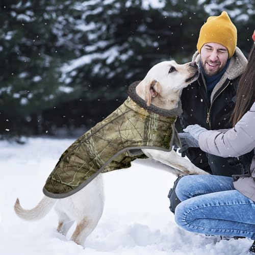 Fragralley Dog Coat Medium, Waterproof Dog Jacket with Warm Fleece Lining, Adjustable Reflective Dogs Winter Coat, Turtleneck Pet Coats for Cold Weather (Reed Camouflage M) - color: Reed Camouflage, size: Medium