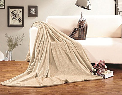 Elegant Comfort Micro-Fleece Ultra Plush Luxury Solid Blanket, Twin/Twin XL, Cream - color: Cream, size: Twin/TwinXL