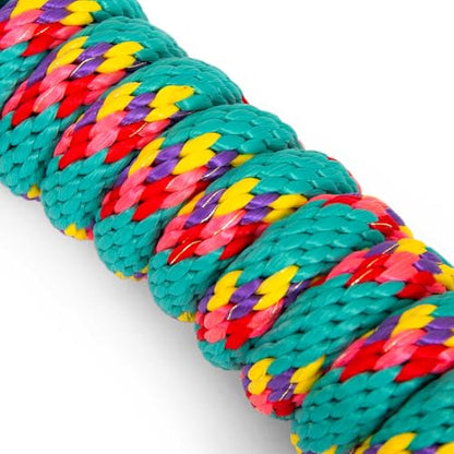 Jeffers Neon Poly Horse Lead Rope w/Brass Bolt Snap, 8' - Spiral Turquoise - color: Turquoise with Spiral Pattern, size: 5/8inch x 8inch