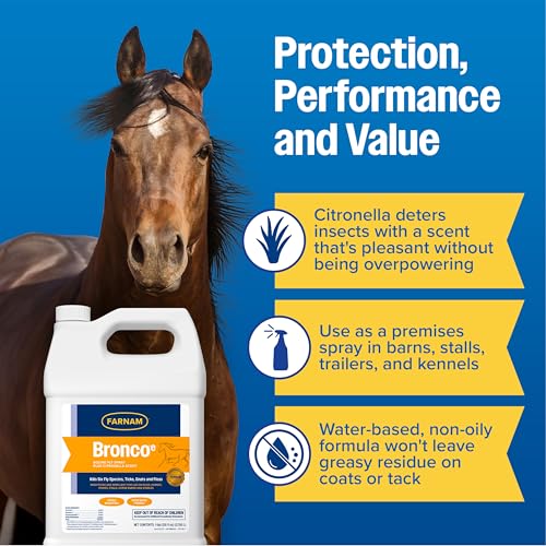 Farnam Bronco E Fly Spray for Horses, Dogs & Premises 128 oz Refill - size: 128 fl oz