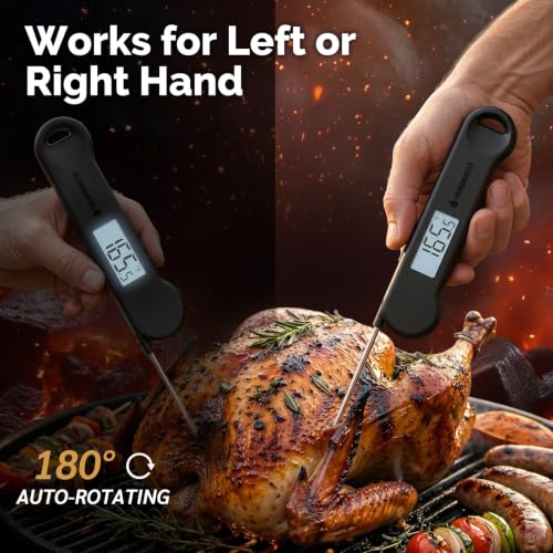 0.5 Sec Instant Read Grill Meat Thermometer Digital Food Cooking BBQ, Black - color: Black