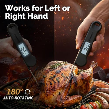 0.5 Sec Instant Read Grill Meat Thermometer Digital Food Cooking BBQ, Black - color: Black