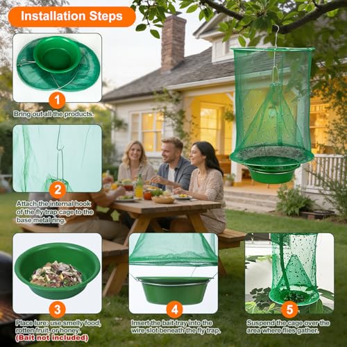 Reusable Ranch Fly Traps Outdoor Hanging Fly Cage-10 Pack - size: 10 pack