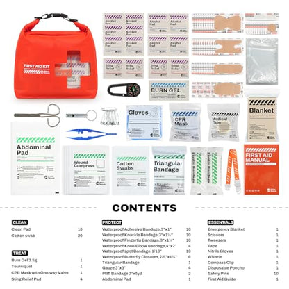 RHINO RESCUE Bundle - Pet First Aid Kit, Emergency Medical Supplies for Dogs & Cats, Safety Essentials Pack with Thermometer+Waterproof First Aid Kit, Lightweight Boat Dry Bag