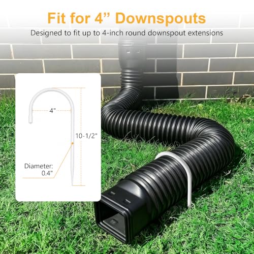 Rain Gutter Downspout Extension Fixing Pin - Holds Tight in Heavy Rain & Wind|Directs Water Away from Foundation|Durable Iron Construction, Easy No-Drill Installation 4 Pack- White - color: White