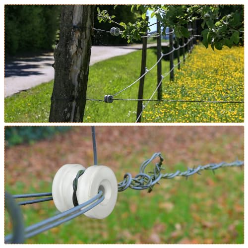 SiliFine 50 Pcs Ceramic Fence Insulators, Electric Wood Post White
