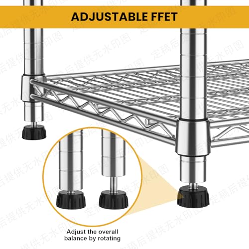 4- Shelf Heavy Duty Metal Wire Shelving Unit Adjustable Industrial Storage Rack Steel Commercial Grade Shelving Standing Shelf organize 2200LBS,for Laundry Bathroom Kitchen Closet 14"Dx24"Wx47"H - size: 4-Tier-Silver[ 14"D x 24"W x 47.25"H]