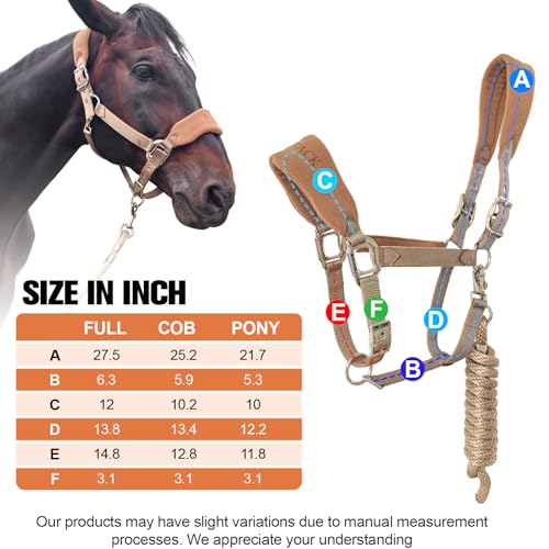 Fleece Horse Halter and Lead Rope Set - color: Beige, size: FULL