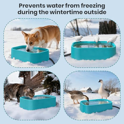IPOW 1.45 Gal/5.5L Extra Large Heated Water Bowl with 5 Layers Design for Heating & Heat Preservation Provides Drinkable Water & Food in Winter Heated Pet Bowl for Cat Rabbit Chicken Duck Squirrel