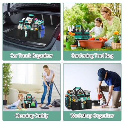 Boczif Cleaning Caddy Bag Wearable,Cleaning Caddy Supplies Organizer(Green) | with Handle, Shoulder Straps & Detachable Divide, Cleaning Tool Organizers Tote Bag for Cleaners & Housekeepers - color: Green