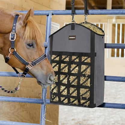 3Pack Ultra Slow Feed Horse Hay Bag Net Front,(1 Black+2 Grey) - color: 1 Black+2 Grey